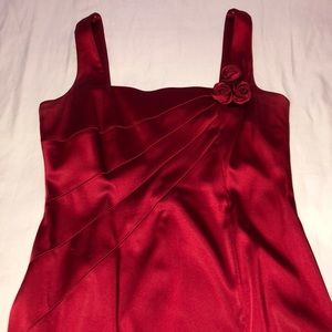 Calvin Klein Red Stretch Satin Sheath Dress, Sz 8